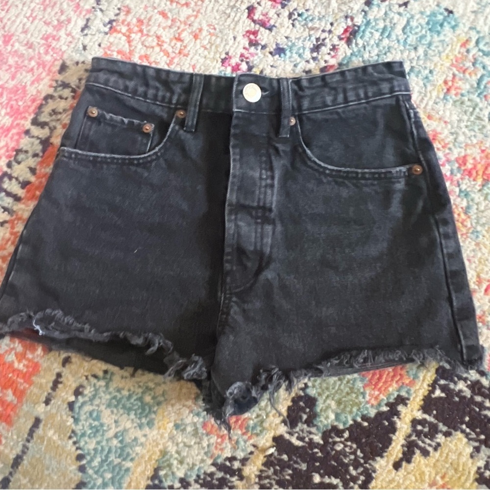 Zara high waisted washed black jean shorts size 2
